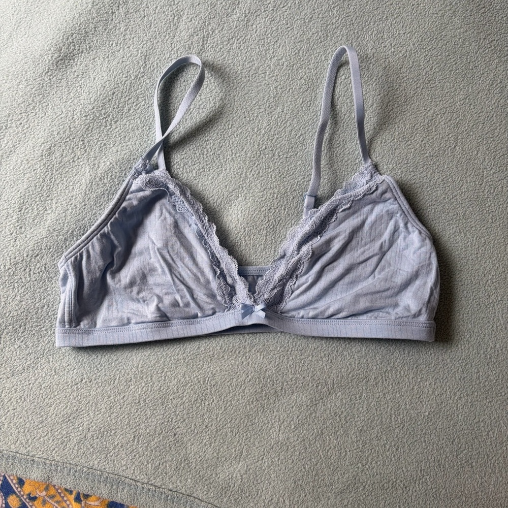 Lace Trim Bralette - Light Blue
